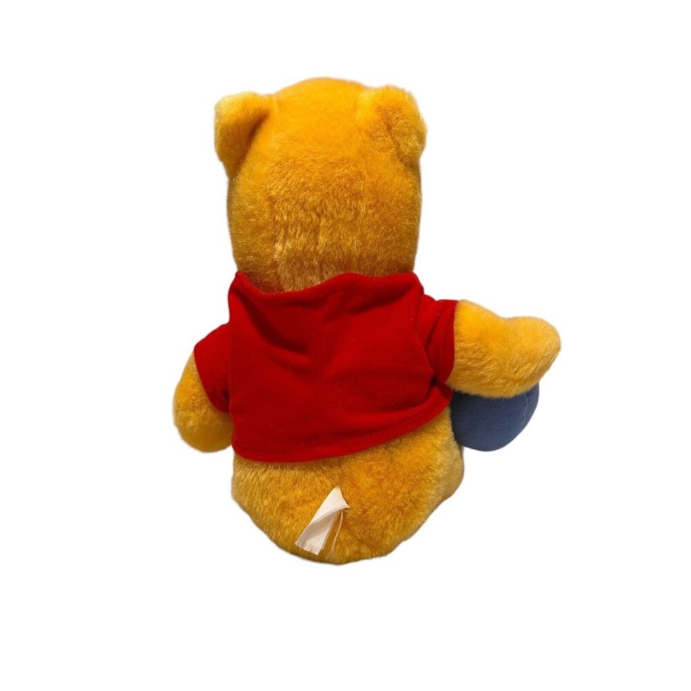 DISNEY Vintage Winnie-the-Pooh With Honey Pot Plush 10” Red Shirt - Picture 6 of 13